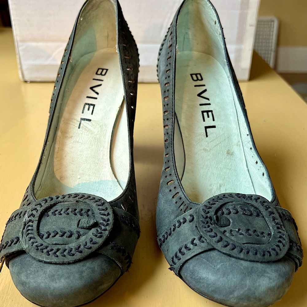 Vintage Biviel Gray Suede High Heels EU 39 Pre Owned